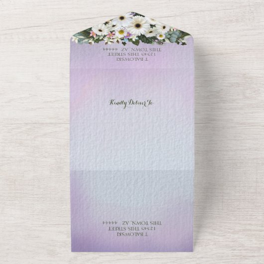 Bruidsboeket met Gerbera Madeliefjes All In One Uitnodiging (Buitenkant)