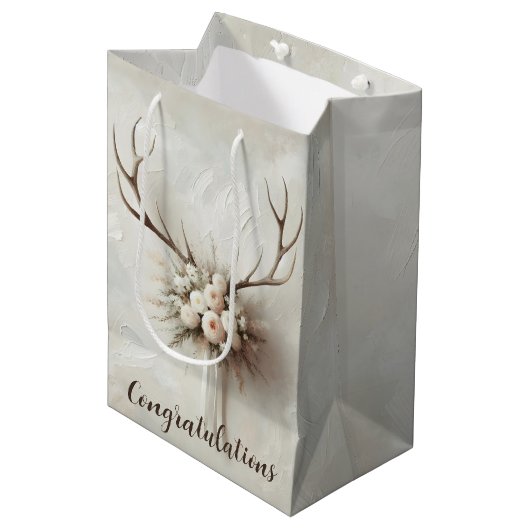 Bruidsboeket Met Hertengeweien Medium Cadeauzakje (Voorkant Gekanteld)