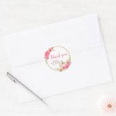 Bruidsboeket met hete roze pompoenen Dankjewel Ronde Sticker (Envelop)
