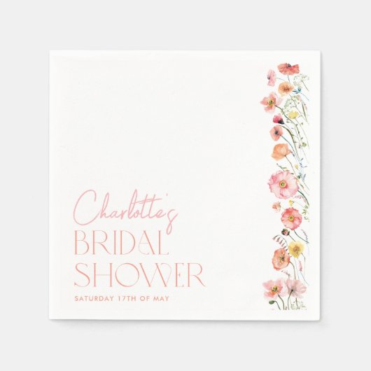 Bruidsboeket met klaprozen en wilde bloemen servet (Voorkant)