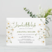 Bruidsboeket met madeliefjes uitnodiging voor brui (Staand voorkant)