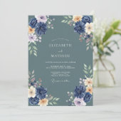 Bruidsboeket met Navy Bloemen Kaart (Staand voorkant)