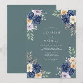 Bruidsboeket met Navy Bloemen Kaart (Voorkant / Achterkant)