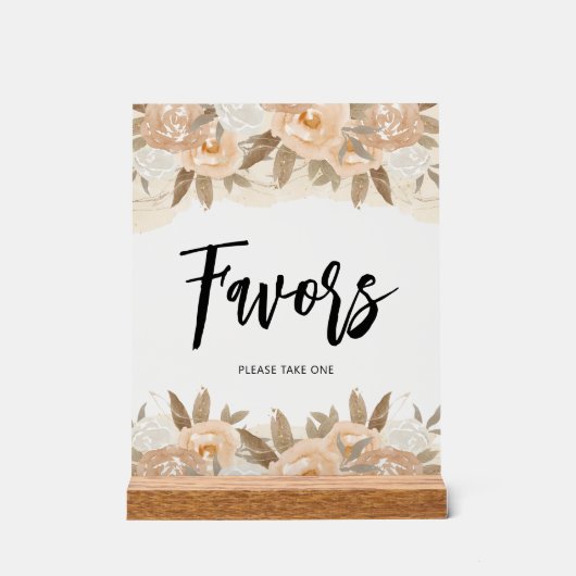 Bruidsboeket met perzikbloemen voor bruidsfeest acryl bord (Voorkant)