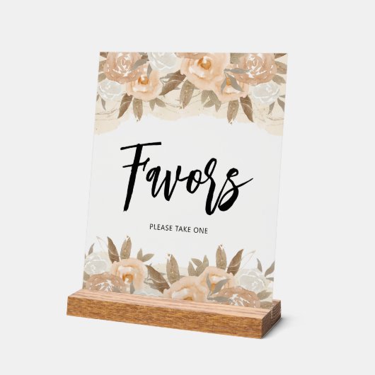 Bruidsboeket met perzikbloemen voor bruidsfeest acryl bord (Hoek)