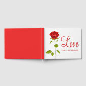 Bruidsboeket met rode rozen voor trouwfeest gastenboek (Volledig)