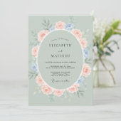 Bruidsboeket met Roze Periwinkle Krans Kaart (Staand voorkant)