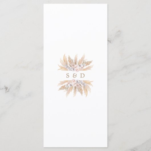 Bruidsboeket met Roze Rozen Witte Orchidee Pampas  Menu (Achterkant)