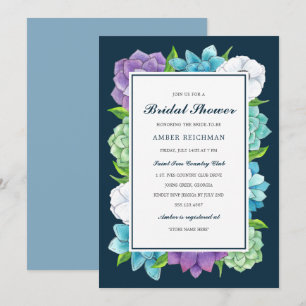Bruidsboeket met vetplanten Marineblauw Kaart