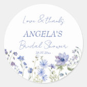 Bruidsboeket met wilde bloemen boho bruiloft gesch ronde sticker (Voorkant)