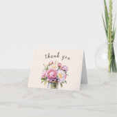 Bruidsboeket met wilde bloemen in een weckpot voor bedankkaart (Voorkant)