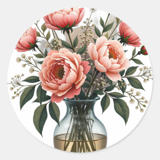 Bruidsboeket met wilde bloemen vintage bruiloft br ronde sticker