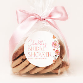 Bruidsboeket met wilde papavers als bruiloft favor ronde sticker