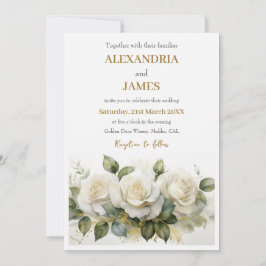 Bruidsboeket met witte rozen kaart