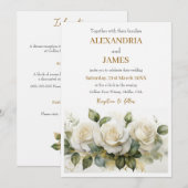 Bruidsboeket met witte rozen kaart (Voorkant / Achterkant)
