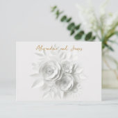 Bruidsboeket met witte rozen RSVP kaartje (Staand voorkant)