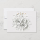 Bruidsboeket met witte rozen RSVP kaartje (Achterkant)