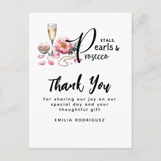 Bruidsboeket Parels Prosecco Favorieten Bruidsmeis Briefkaart (Voorkant)