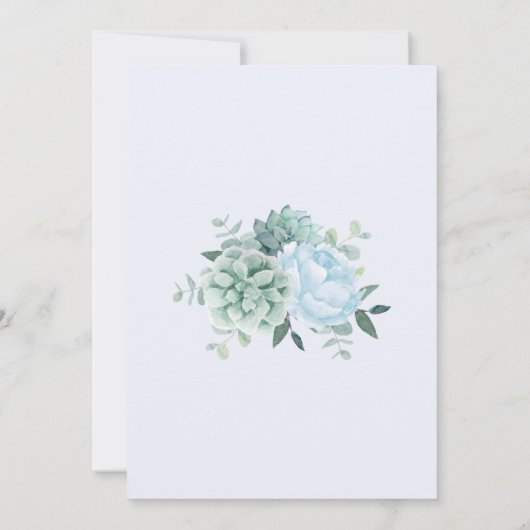 Bruidsboeket Pioen Eucalyptus Stofblauw Huwelijk Kaart (Achterkant)