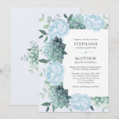 Bruidsboeket Pioen Eucalyptus Stofblauw Huwelijk Kaart (Voorkant / Achterkant)