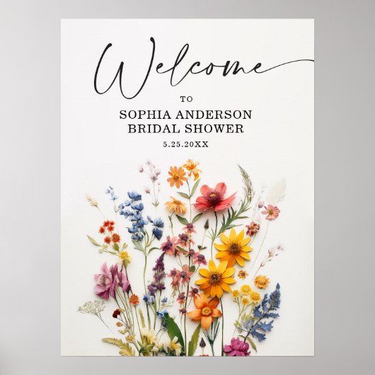 Bruidsboeket Poster Met Geperste Wilde Bloemen (Voorkant)