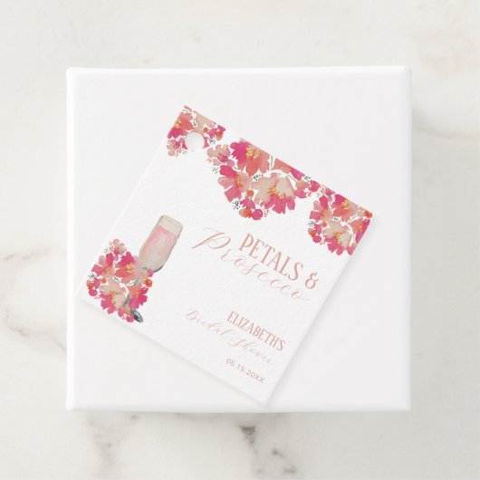 Bruidsboeket & Prosecco Bruiloft Bloemen Roze Bedankjes Labels (In situ)