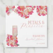 Bruidsboeket & Prosecco Bruiloft Bloemen Roze Bedankjes Labels (Voorkant)