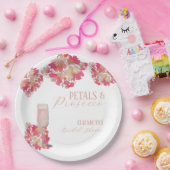 Bruidsboeket & Prosecco Bruiloft Bloemen Roze Papieren Bordje (Feest)