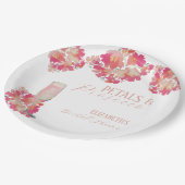 Bruidsboeket & Prosecco Bruiloft Bloemen Roze Papieren Bordje (Gekanteld)