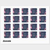 Bruidsboeket Roze Bloem Vlinders Bruiloft Vierkante Sticker (Vel)