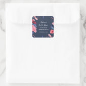 Bruidsboeket Roze Bloem Vlinders Bruiloft Vierkante Sticker (Tas)