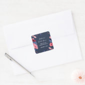 Bruidsboeket Roze Bloem Vlinders Bruiloft Vierkante Sticker (Envelop)