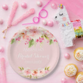 Bruidsboeket roze bloemen papieren bordje (Feest)