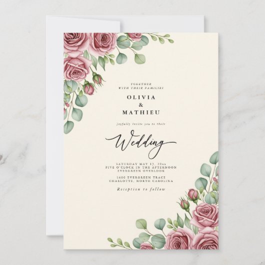 Bruidsboeket Roze Blush Bloemen Kaart (Voorkant)
