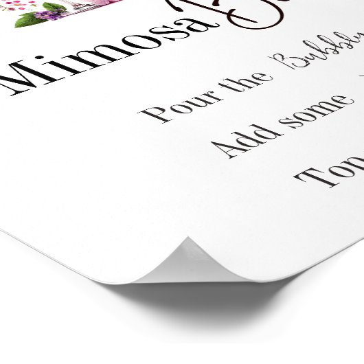 Bruidsboeket & Roze Prosecco Bruiloft Bloemschikki Poster (Hoek)