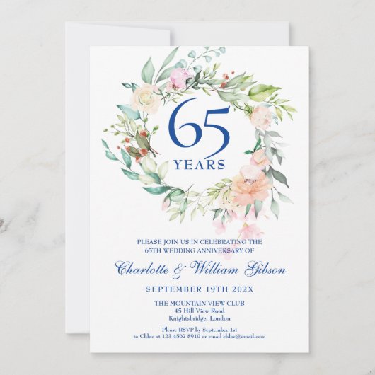 Bruidsboeket Rozen 45e 65e Huwelijksverjaardag Kaart (Voorkant)