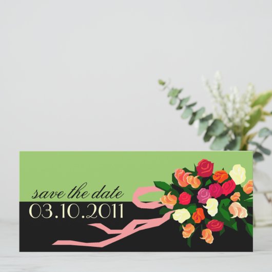 Bruidsboeket Save the Date Aankondiging (Staand voorkant)