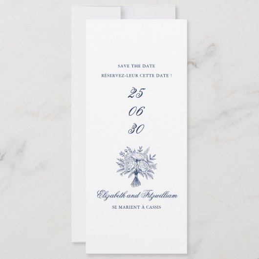 Bruidsboeket schets gevouwen Bladwijzer houder Save The Date (Voorkant)