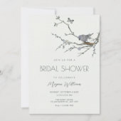 Bruidsboeket tak vogel bruidsshower kaart (Voorkant)