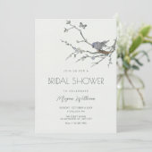 Bruidsboeket tak vogel bruidsshower kaart (Staand voorkant)