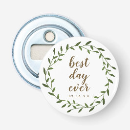 Bruidsboeket trouwdag herinnering button flesopener