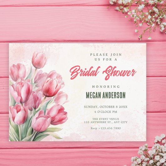 Bruidsboeket tulpen bruidsdouche kaart