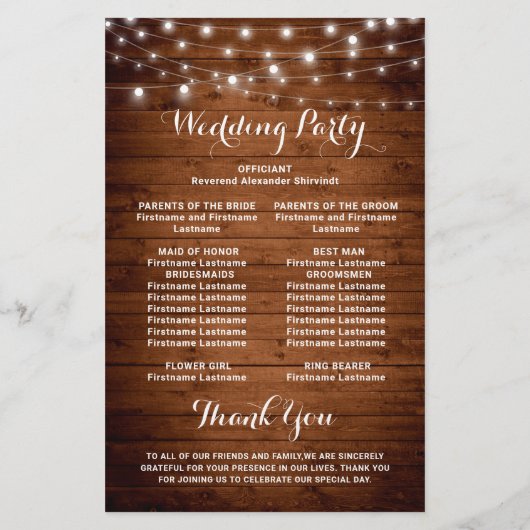 Bruidsboeket van adem-in-jar Trouwceremonieprogram (Achterkant)