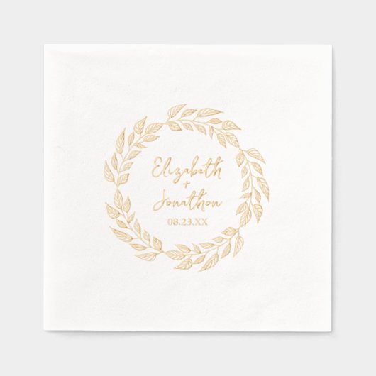Bruidsboeket van bladeren Huwelijk ID1056 Folie Servetten (Voorkant)