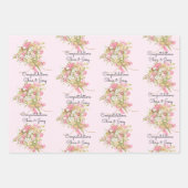 Bruidsboeket van bloemen voeg namen toe 3 cadeau inpakpapier vel (Voorkant 3)