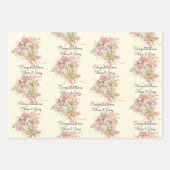 Bruidsboeket van bloemen voeg namen toe 3 cadeau inpakpapier vel (Voorkant 2)