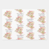 Bruidsboeket van bloemen voeg namen toe 3 cadeau inpakpapier vel (Voorkant)