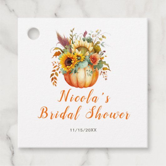 Bruidsboeket van pompoenbloemen Bruidsdouche Bedankjes Labels (Voorkant)