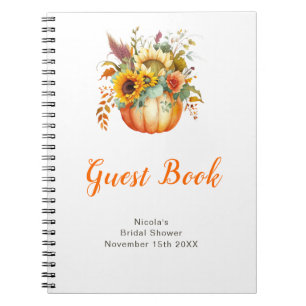 Bruidsboeket van pompoenbloemen Bruidsdouche gaste Notitieboek