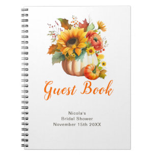 Bruidsboeket van pompoenbloemen Bruidsuitnodiging Notitieboek